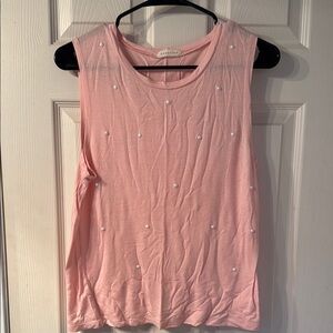 🌻3 for $18 Occasion Pink Tank With White Pearls Size Medium